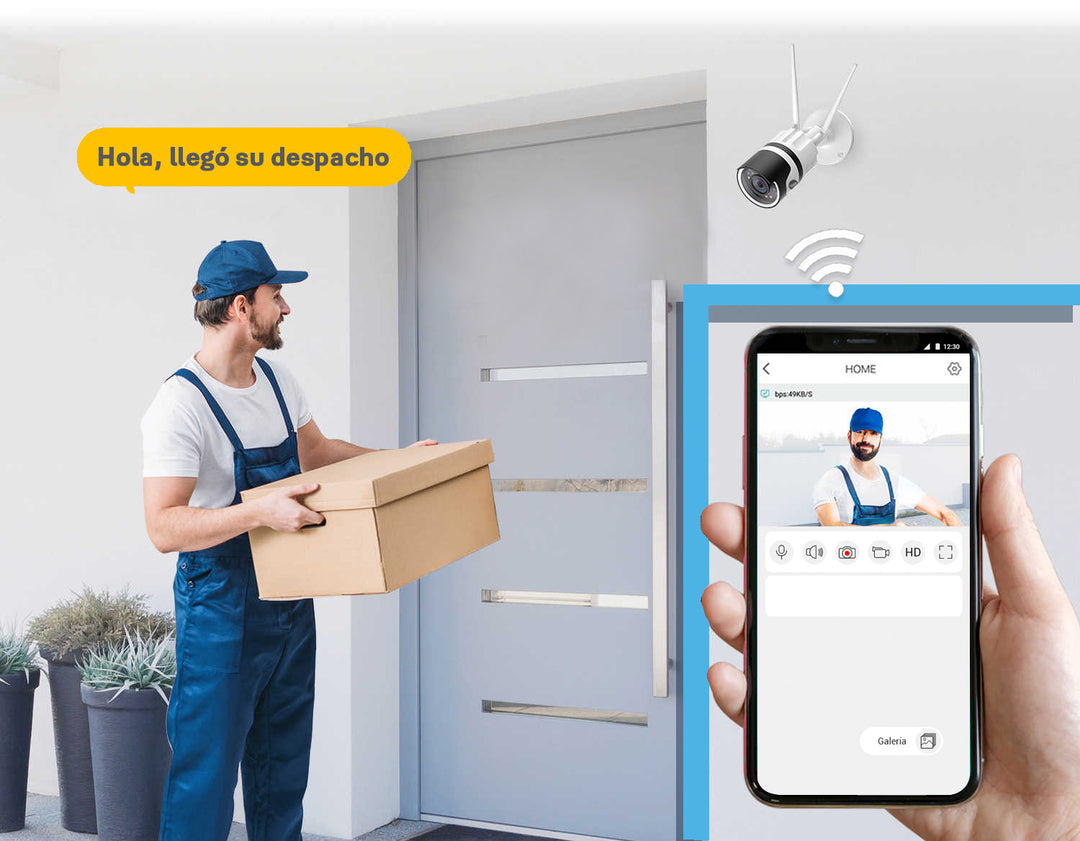 Camara WiFi/HD, V. Nocturna, Resistente a la Lluvia y App Yale Connect